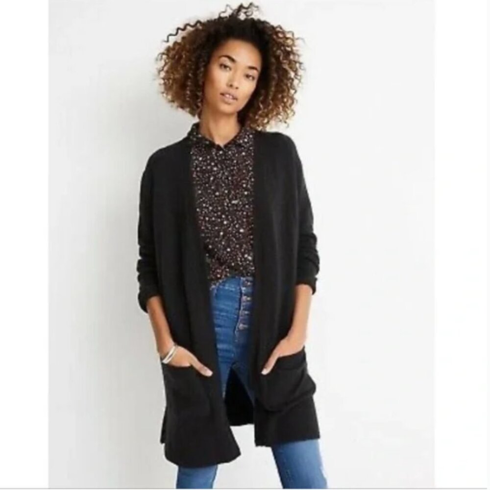 Madewell - Kent Cardigan Sweater in Coziest Yarn G9611 Wool | Size XXS | Black